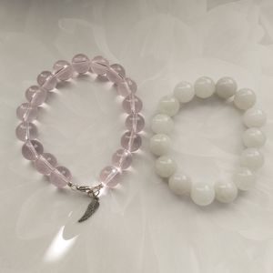 :Jade $ Rose Pink Quartz Beads Bracelet